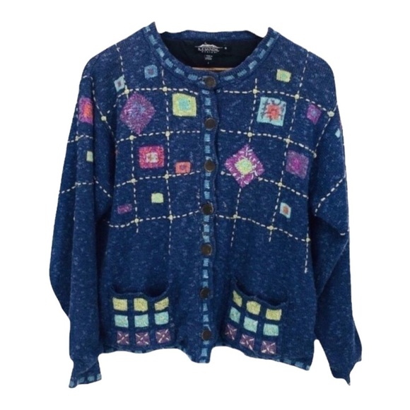 Icelandic DESIGNS Vintage Periwinkle Blue Atlandia Cardigan Sweater Medium - Picture 1 of 10